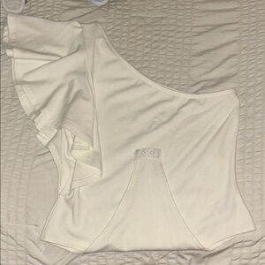 Glam Cream One-Shoulder Bodysuit